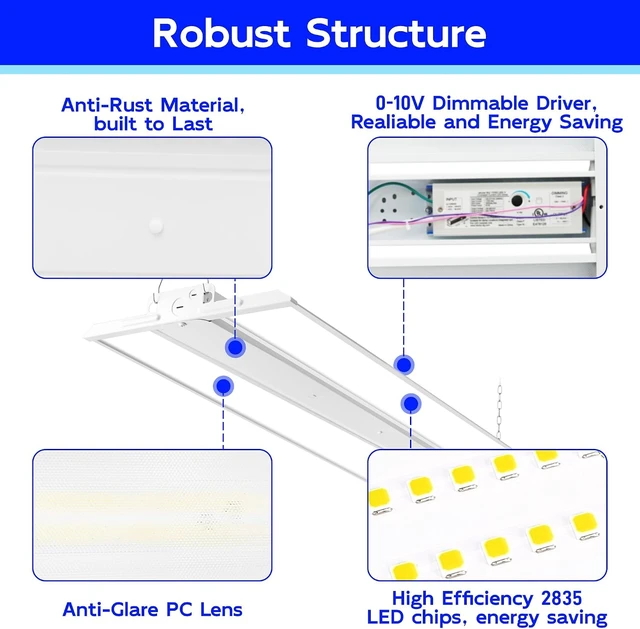 Alt view image 4 of 7 - hykolity 4FT 250W LED Linear High Bay Shop Light, 33750LM 5000K 135LM/W