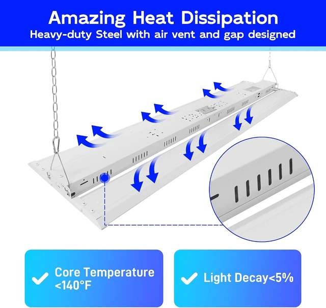 Alt view image 5 of 7 - hykolity 4FT 250W LED Linear High Bay Shop Light, 33750LM 5000K 135LM/W