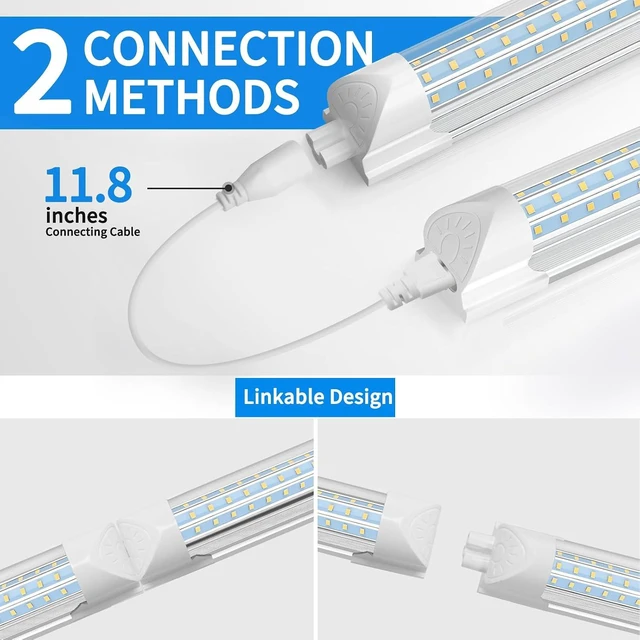 Alt view image 4 of 7 - CNSUNWAY LED Shop Light 2FT, 25W 3750LM 6500K, D-Shape Linkable LED Light