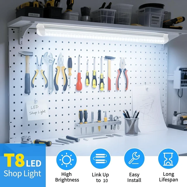 Alt view image 5 of 7 - CNSUNWAY LED Shop Light 2FT, 25W 3750LM 6500K, D-Shape Linkable LED Light