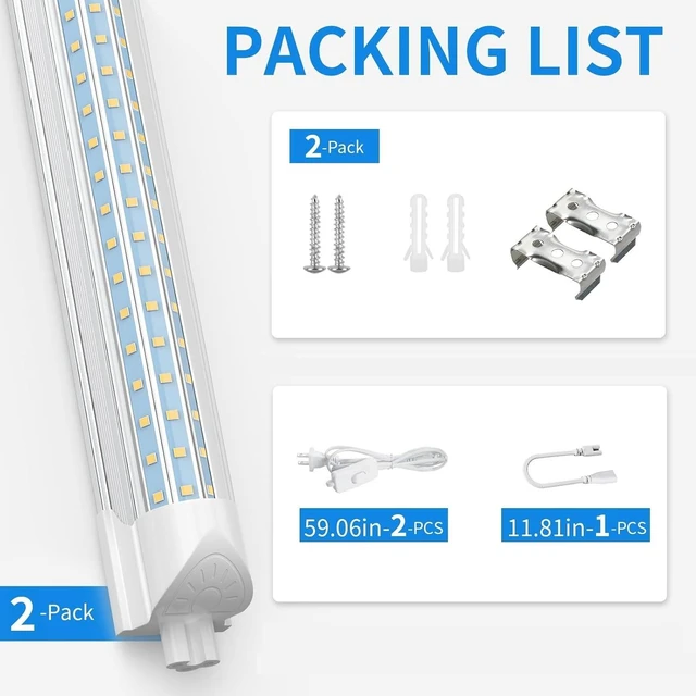 Alt view image 7 of 7 - CNSUNWAY LED Shop Light 2FT, 25W 3750LM 6500K, D-Shape Linkable LED Light
