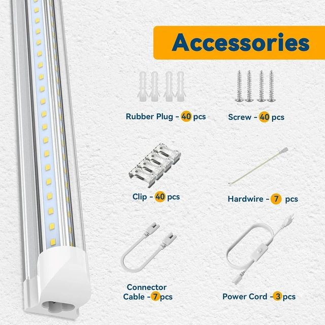 Alt view image 4 of 7 - JESLED 8FT LED Shop Light 100W 15000LM ETL 10 Pack