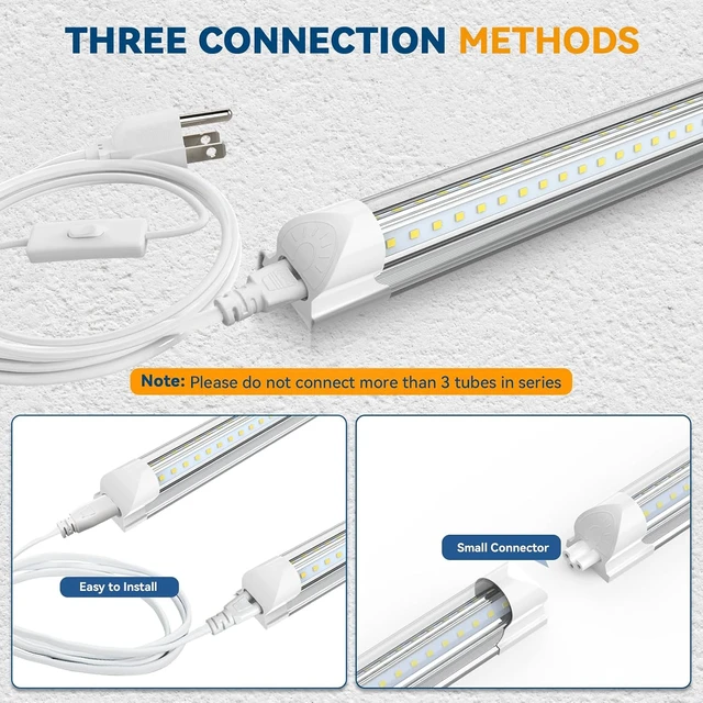Alt view image 6 of 7 - JESLED 8FT LED Shop Light 100W 15000LM ETL 10 Pack