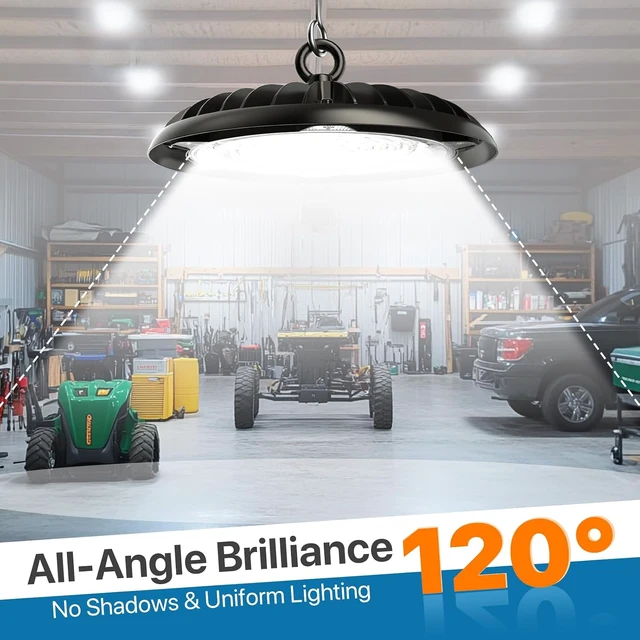 Alt view image 4 of 6 - HYPERLITE High Bay LED Lights: 2-Pack 250W UFO LED Light with Plug & Play Plug - 5000K IP65 Waterproof Shatterproof Lighting Fixture
