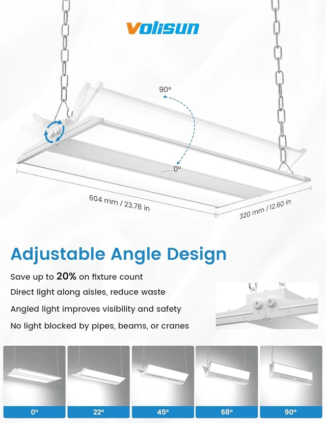 Alt view image 3 of 7 - VOLISUN 2FT High Bay LED Shop Lights 4Pack, 200W 30000LM LED Linear Light