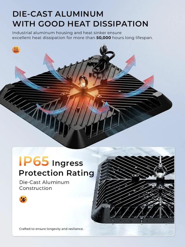 Alt view image 6 of 7 - ONLYLUX Upgraded Square 200W UFO LED High Bay Light 30000LM 5000K 6 Pack