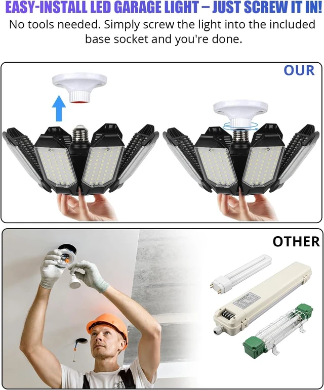 Alt view image 5 of 7 - Tudoccy LED Garage Lights 2 Pack, 40000LM 8-Panel Shop Light