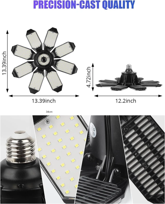 Alt view image 6 of 7 - Tudoccy LED Garage Lights 2 Pack, 40000LM 8-Panel Shop Light