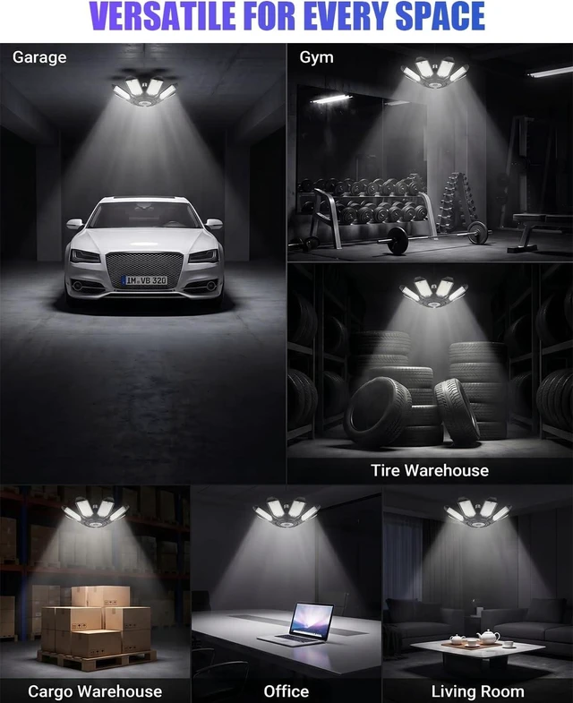 Alt view image 7 of 7 - Tudoccy LED Garage Lights 2 Pack, 40000LM 8-Panel Shop Light