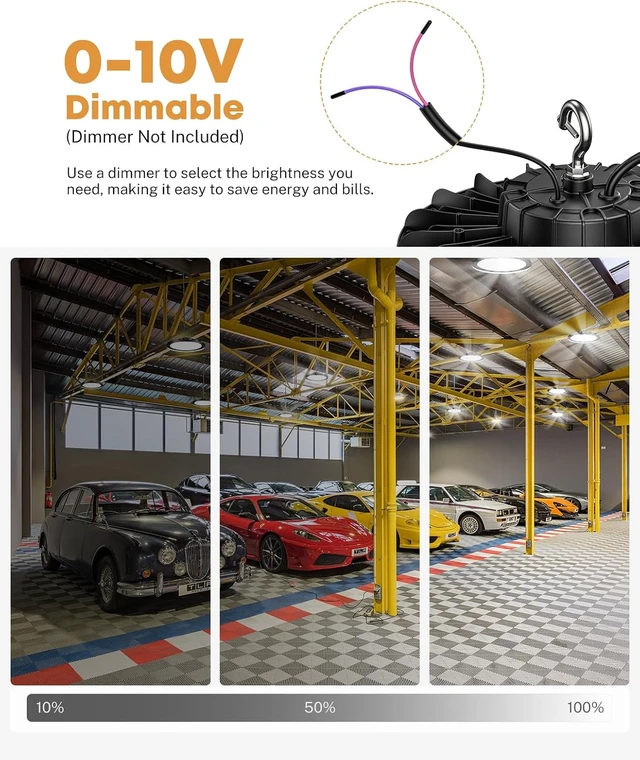Alt view image 6 of 7 - 2 Pack UFO Led High Bay Light 150W 22,500LM 5000K 0-10V Dimmable