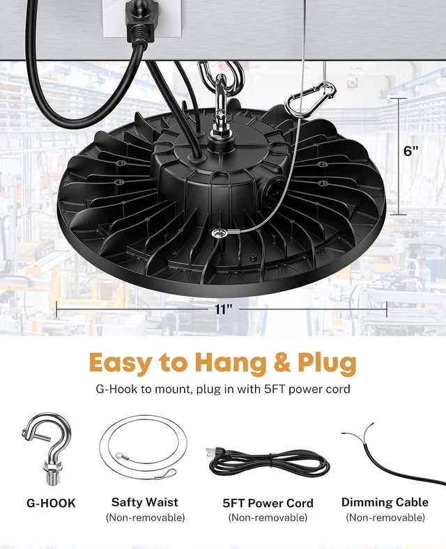 Alt view image 7 of 7 - 2 Pack UFO Led High Bay Light 150W 22,500LM 5000K 0-10V Dimmable