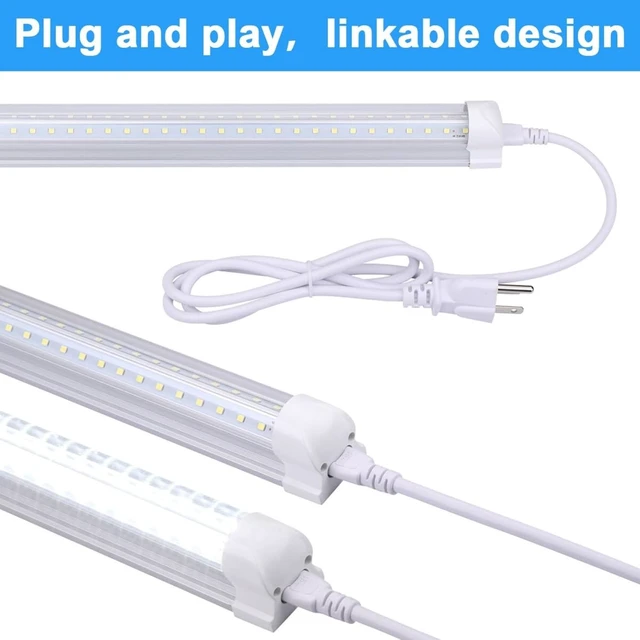 Alt view image 5 of 7 - LED Shop Light 4FT 10 Pack, 40W 5400LM 6000K Linkable Warehouse Light Fixtures, T8 V Shape High Output Clear Cover Plug and Play, 4 Foot LED Garage Light for Basement