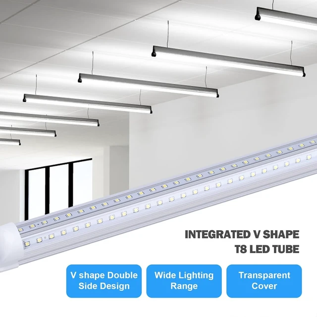 Alt view image 6 of 7 - LED Shop Light 4FT 10 Pack, 40W 5400LM 6000K Linkable Warehouse Light Fixtures, T8 V Shape High Output Clear Cover Plug and Play, 4 Foot LED Garage Light for Basement