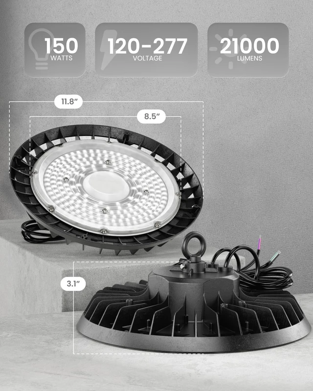 Alt view image 7 of 7 - Sunco 6 Pack UFO LED High Bay Light, 150W, 5000K, 21000LM, Dimmable