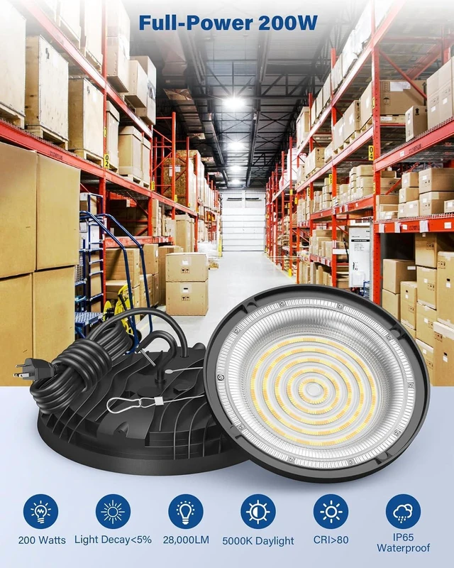 Alt view image 2 of 7 - 200W UFO LED High Bay Light, 28,000LM, 5000K 120VAC ETL Listed, 6 Pack