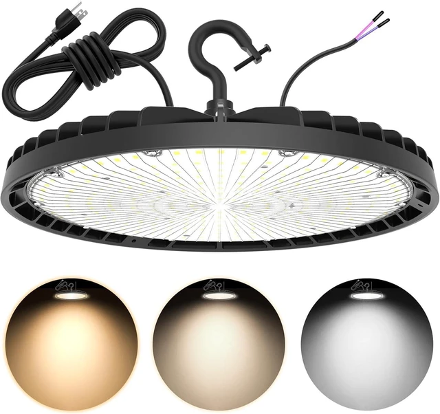 Main image of UFO LED High Bay Light 150W 120W 90W Adjustable High Bay LED Shop Lights 4500K 5000K 5700K Tunable 0-10V Dimmable for Warehouse Garage ETL Listed AC100-277V