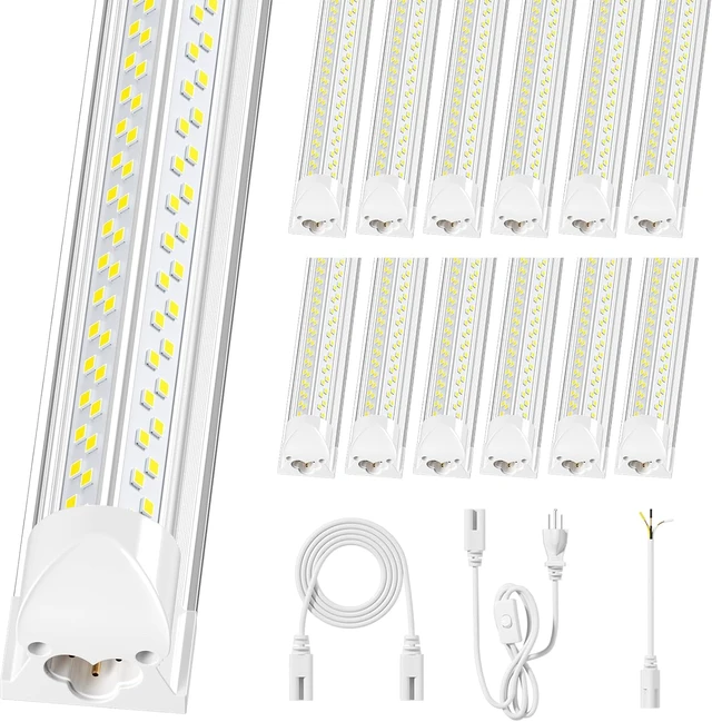 Main image of ELEKICO 12 Pack Super Bright 100w 8ft Led Shop Light, 15000lm 5000k V Shape 8' Led Shop Lights 8ft, Linkable 96" 8 Foot Shop Lights for Garage Workshop Shop Warehouse Lighting