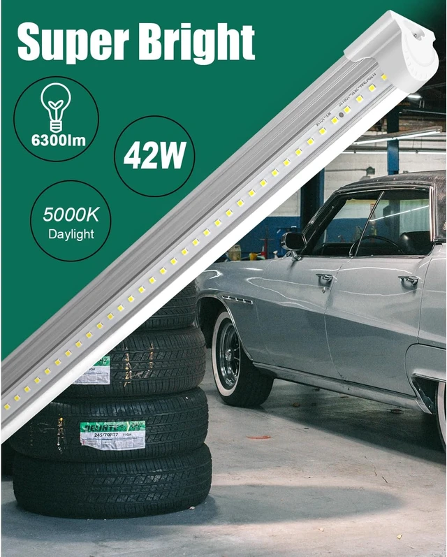 Alt view image 2 of 7 - SZHLUX 10 Pack LED Shop Light 4FT, 42W 5000K 6300LM Daylight White V Shape T8 LED Tube Lights, High Output for Garage