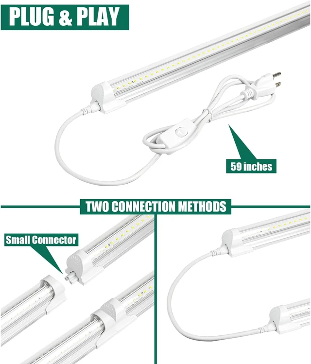Alt view image 5 of 7 - SZHLUX 10 Pack LED Shop Light 4FT, 42W 5000K 6300LM Daylight White V Shape T8 LED Tube Lights, High Output for Garage