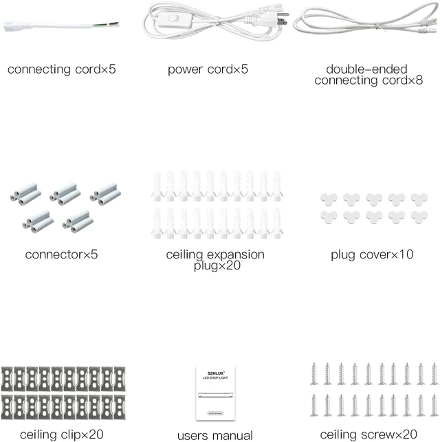 Alt view image 6 of 7 - SZHLUX 10 Pack LED Shop Light 4FT, 42W 5000K 6300LM Daylight White V Shape T8 LED Tube Lights, High Output for Garage