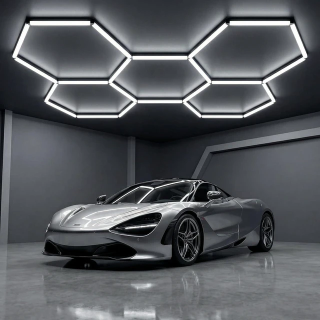 Main image of Hexagon Garage Lights 240W 28800LM - 24 Pack Super Bright LED Honeycomb Ceiling Lights for Garage, Workshop, Gym, Car Detailing, Barber & Auto Shops