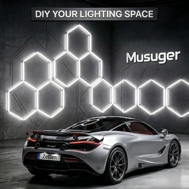 Alt view image 3 of 7 - Hexagon Garage Lights 240W 28800LM - 24 Pack Super Bright LED Honeycomb Ceiling Lights for Garage, Workshop, Gym, Car Detailing, Barber & Auto Shops