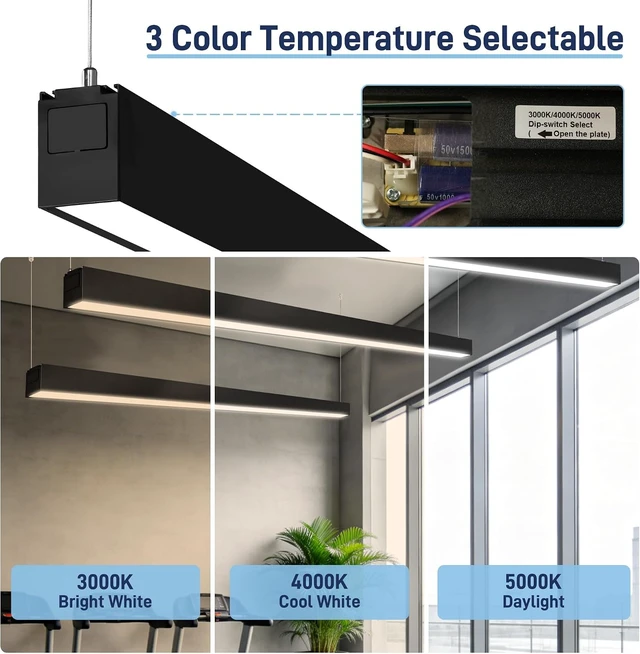 Alt view image 2 of 7 - hykolity 8FT Linkable LED Linear Light, 80W 9600LM 3CCT 3000K/4000K/5000K