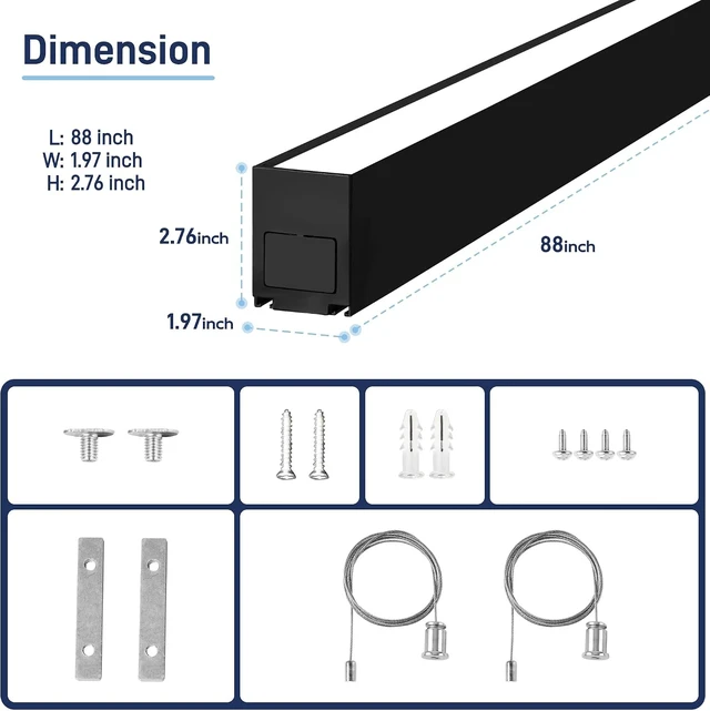 Alt view image 5 of 7 - hykolity 8FT Linkable LED Linear Light, 80W 9600LM 3CCT 3000K/4000K/5000K
