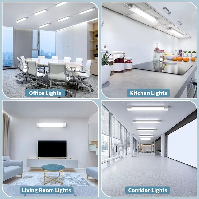 Alt view image 2 of 7 - Airand Ceiling Lights LED Plug in 2ft Flushmount LED Tube Light 5000K Linkable Garage Light Fixture 18W Wraparound Ceiling Lamp Utility Shop Light Corded Under Cabinet Light with ON/Off Switch