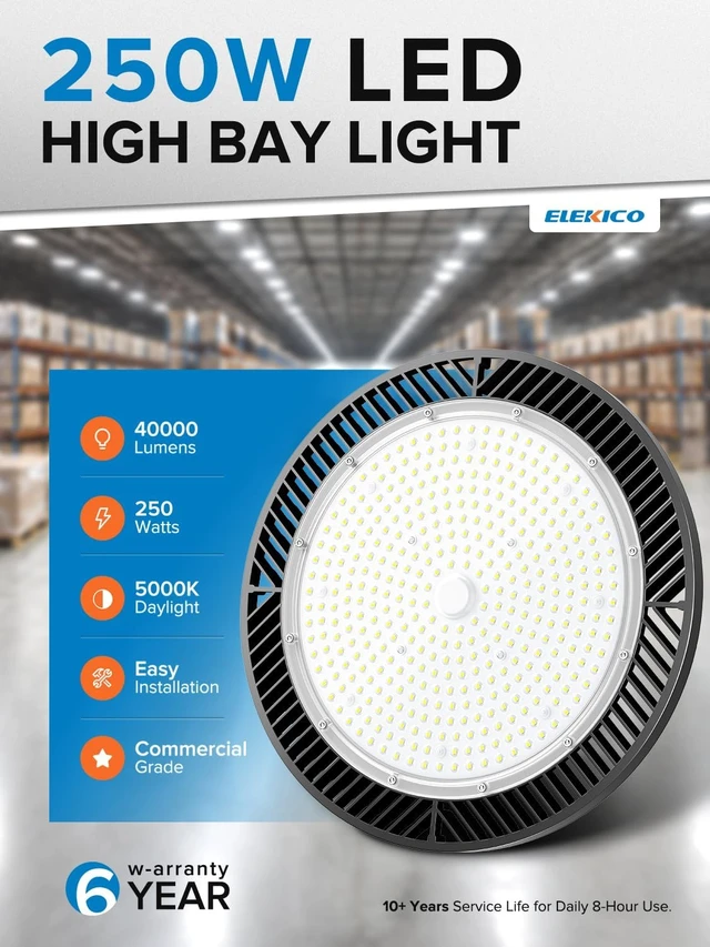 Alt view image 2 of 7 - Industrial-grade 250W 40000LM High Bay LED Shop Lights for Shop DIY Garage