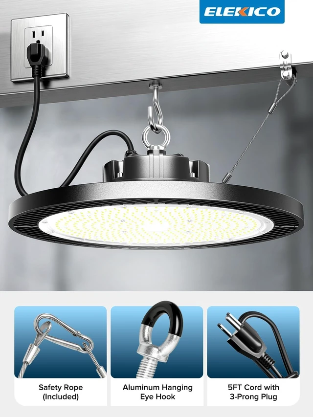 Alt view image 5 of 7 - Industrial-grade 250W 40000LM High Bay LED Shop Lights for Shop DIY Garage