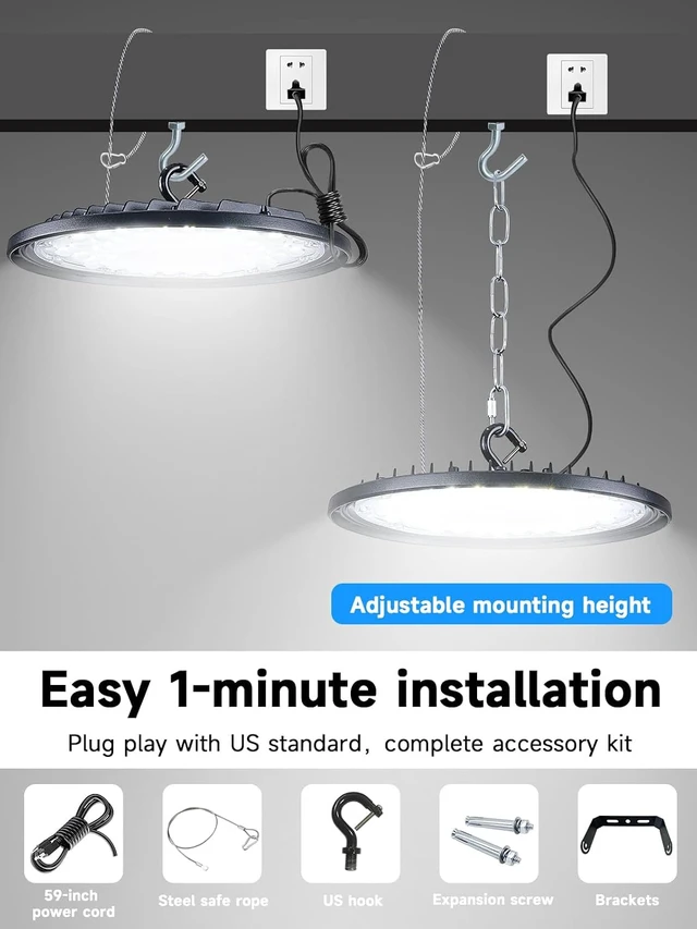 Alt view image 6 of 7 - UFO LED High Bay Light, 150W, 25500 Lumens, 5000K 6 Pack |