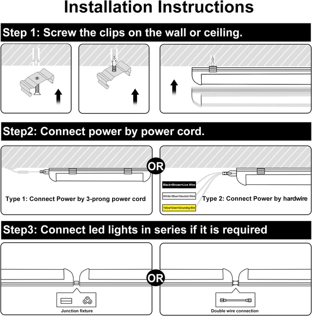 Alt view image 7 of 7 - LED Shop Lights - 4FT 50W LED Light Fixture, 4 Foot High Output 7750Lumen, 6000K, Clear Cover, V-Shape Linkable, Plug and Play, T8 LED Tube Light for Garage, Workshop (10 Pack)