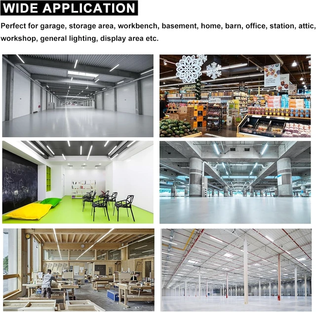 Alt view image 6 of 7 - LED Shop Lights - 4FT 50W LED Light Fixture, 4 Foot High Output 7750Lumen, 6000K, Clear Cover, V-Shape Linkable, Plug and Play, T8 LED Tube Light for Garage, Workshop (10 Pack)