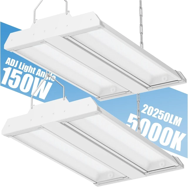 Main image of Allsmartlife LED Linear High Bay Light 2-Pack, 150W 20250LM 0-10V Dimmable 5000K Daylight, Adjustable Tilt Hanging LED High Bay Shop Lighting Fixtures for Garage Warehouse Workshop, ETL