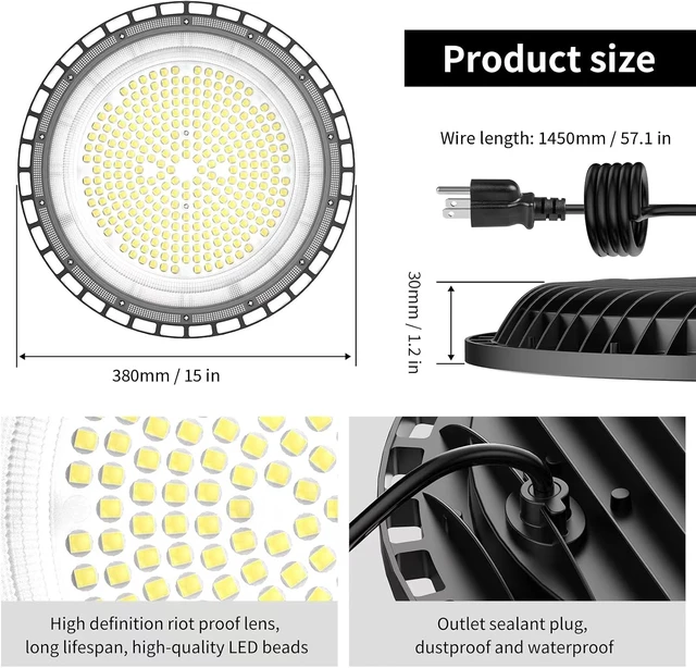 Alt view image 3 of 7 - 320W UFO LED High Bay Light 48000LM 5000K Commercial Grade for Shop