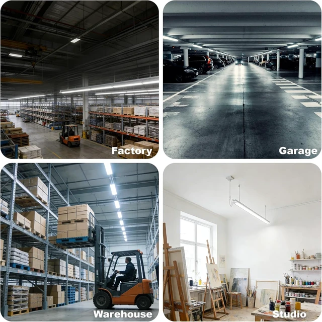 Alt view image 7 of 7 - Linkable LED Shop Lights 4FT 6 Pack 50W 6500K Hanging 7000LM