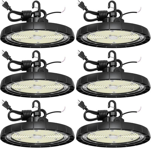 Main image of UFO LED High Bay Light, 100W Adjustable Wattage, Max 26000LM 6500K, 6 Pack
