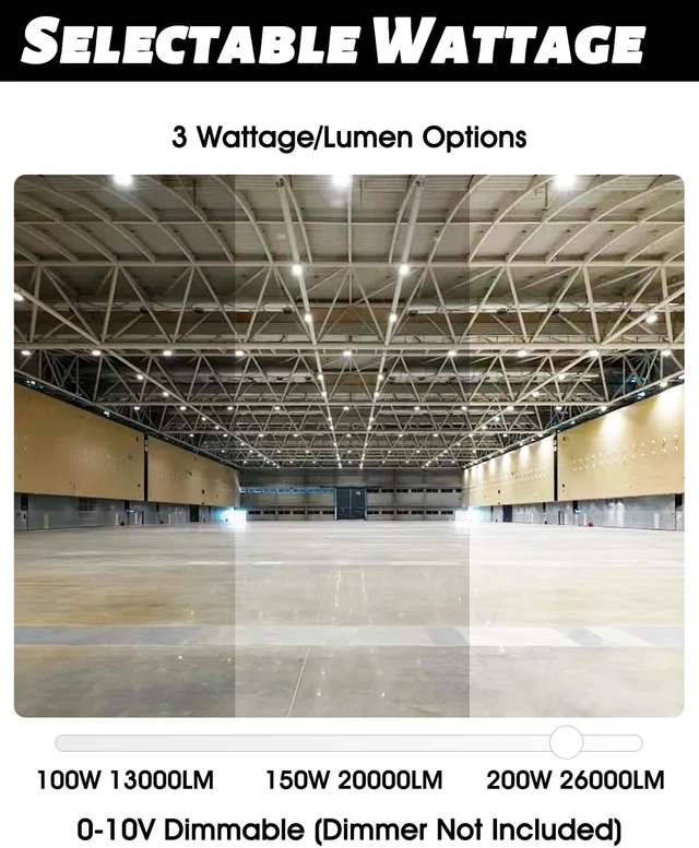 Alt view image 6 of 7 - UFO LED High Bay Light, 100W Adjustable Wattage, Max 26000LM 6500K, 6 Pack