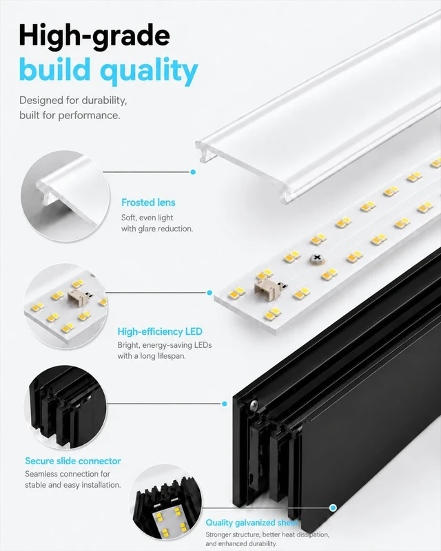 Alt view image 5 of 7 - HYPERLITE 4ft Linkable LED Linear Light: 30/40/50W Dimmable Shop Fixture, 3000/4000/5000K Selectable, 125lm/W, 120-277V, 0-10V Dimming, 48" ETL Listed Commercial LED Light for Garage, Office, 4P