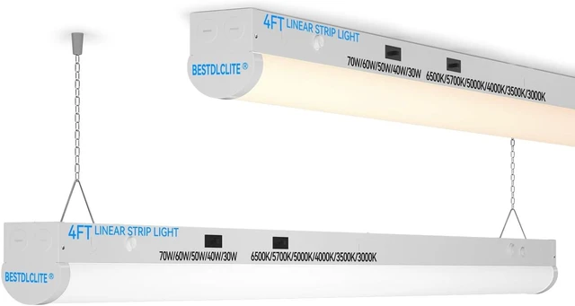 Main image of 4FT LED Shop Light, ETL Listed 5 Power(30W-70W)& 6CCT(3000K-6500K) All in 1, 4 Foot Linear Lights Fixture, Up to 10500 LM Super Bright & Energy Save, LED Shop Lights for Workshop 4FT, DLC(2PCS)