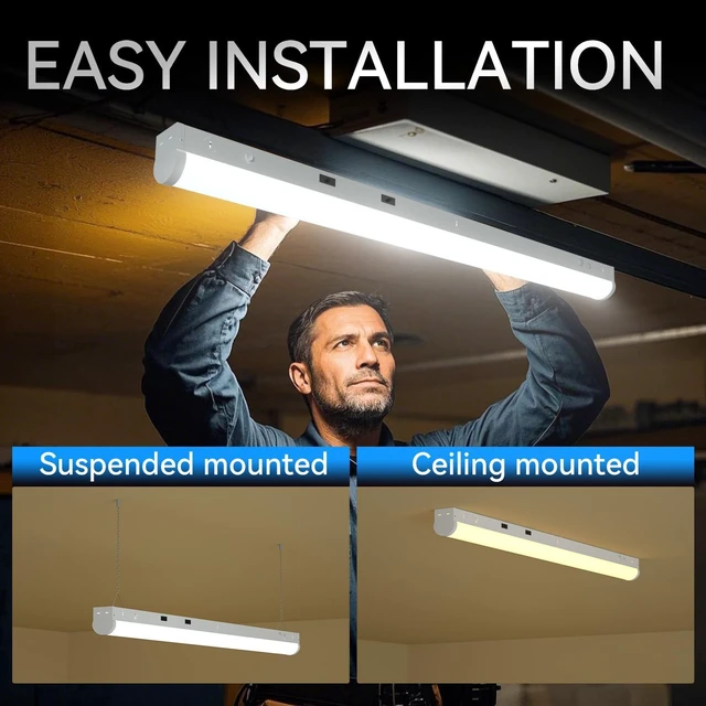Alt view image 4 of 7 - 4FT LED Shop Light, ETL Listed 5 Power(30W-70W)& 6CCT(3000K-6500K) All in 1, 4 Foot Linear Lights Fixture, Up to 10500 LM Super Bright & Energy Save, LED Shop Lights for Workshop 4FT, DLC(2PCS)