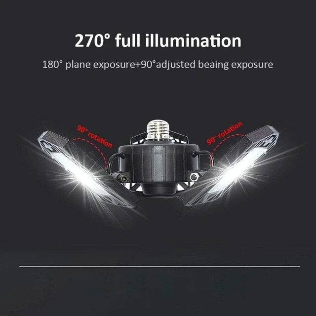 Alt view image 2 of 5 - LED Garage Light - 6000 Lumen 4500K Neutral 60W, Three Leaf Led Garage Ceiling Lights -2 Pack