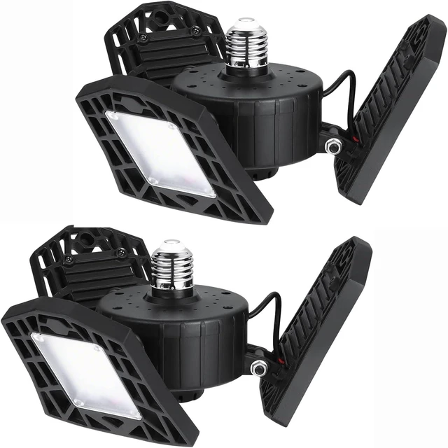 Main image of LED Garage Light - 6000 Lumen 4500K Neutral 60W, Three Leaf Led Garage Ceiling Lights -2 Pack