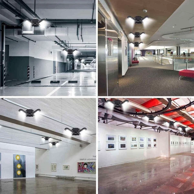 Alt view image 5 of 5 - LED Garage Light - 6000 Lumen 4500K Neutral 60W, Three Leaf Led Garage Ceiling Lights -2 Pack