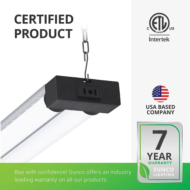Alt view image 6 of 7 - Sunco 16 Pack LED Shop Lights 4FT, 40W=260W, Industrial Bright, Linkable