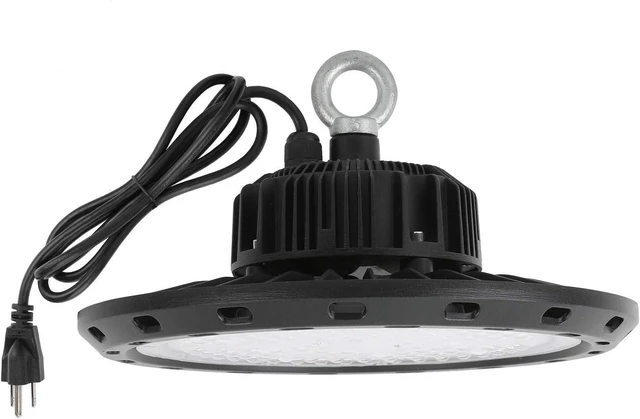 Main image of Q QINGCHEN UFO High Bay LED Light 100W 5000K White with US Plug 5 ft Cable LED Warehouse Light, High Bay Shop Light Fixtures for Factory Garage Gym