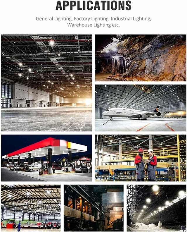 Alt view image 4 of 6 - Q QINGCHEN UFO High Bay LED Light 100W 5000K White with US Plug 5 ft Cable LED Warehouse Light, High Bay Shop Light Fixtures for Factory Garage Gym