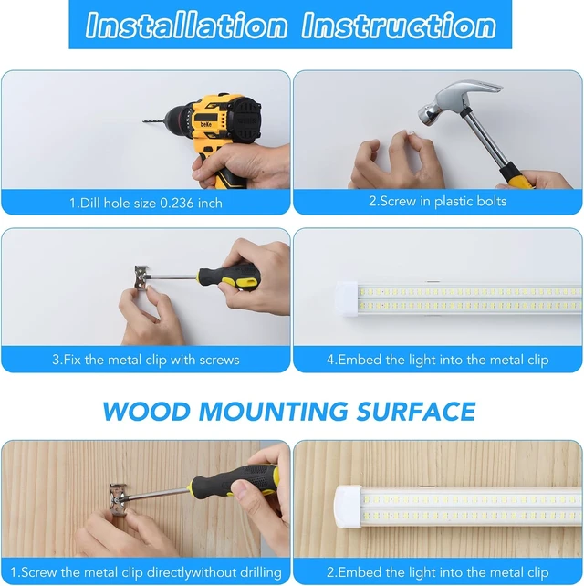 Alt view image 4 of 7 - 4PCS 4FT LED Shop Lights 60W 9600LM 6500K T8 V-Shape Plug and Play Linkable
