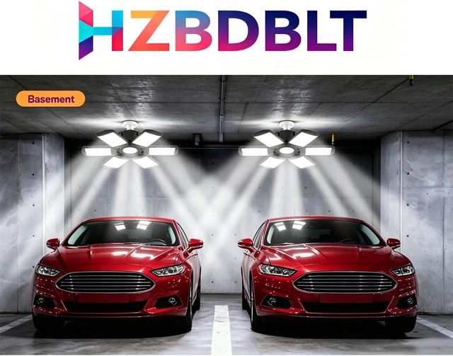 Alt view image 4 of 7 - LED Garage Lights Bulb 200W 15000LM 6500K Led Shop Light with 6 Plus 1 Deformable Panels Basement Barn Ceiling Lights for E26/E27 (6)